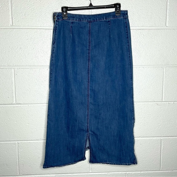 < Christopher & Banks Asymmetrical Denim Midi Skirt > - Picture 3 of 3